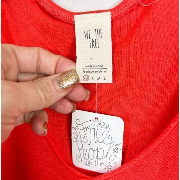 NWT WE THE FREE Hot Peachy Sleeveless Tiered Frayed Hem Tank Size XS - Picture 6 of 10